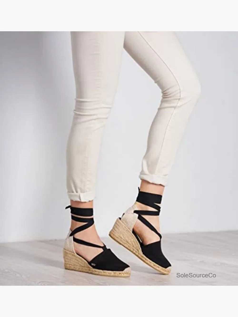 Espadrille Canvas Wedges with Ankle Laces - Handmade in Spain
